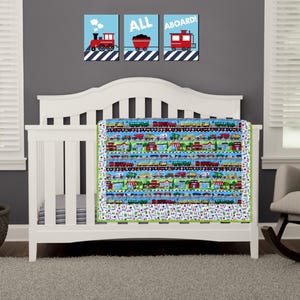 100% Cotton Small Train Kid's Quilt 3pcs Embroidered Quilted Quilt Pillowcase Free Shipping