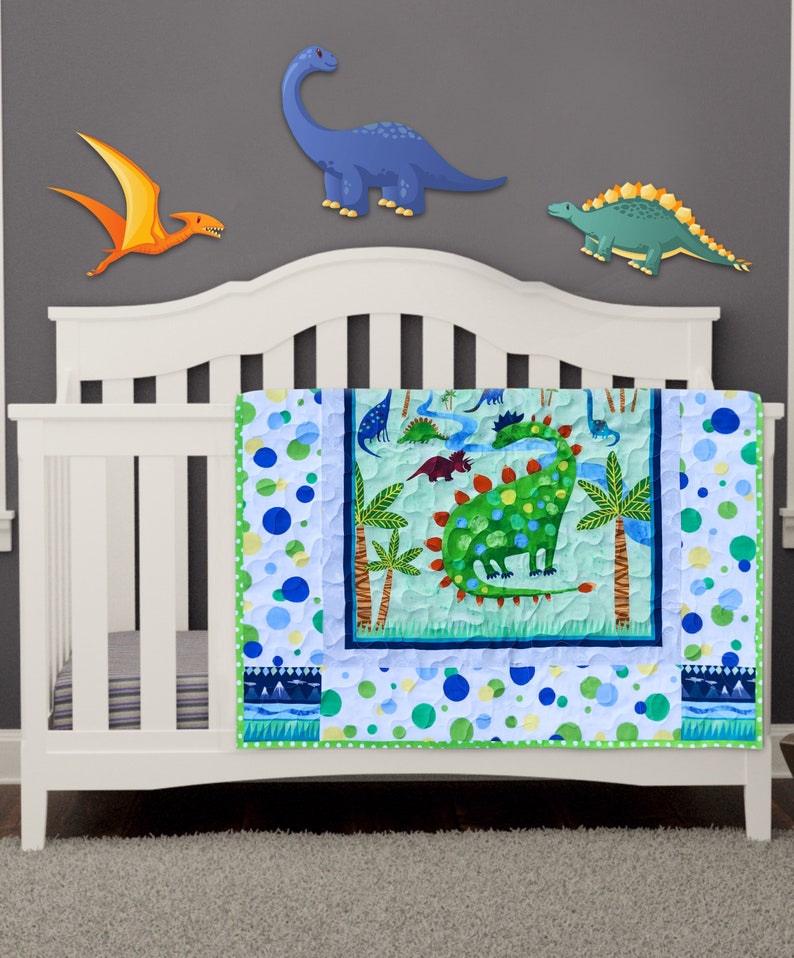 Dinosaur Baby Quilt Baby Dinosaur Quilt Dinosaur Toddler Etsy