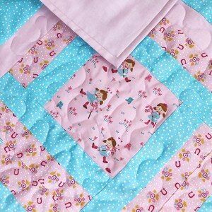 Handmade Cowgirl Quilt, Girl Pony Quilt, Pink Baby Quilt, Horse Toddler Quilt, Baby Shower Gift, Baby Shower Quilt, Baby Girl Gift