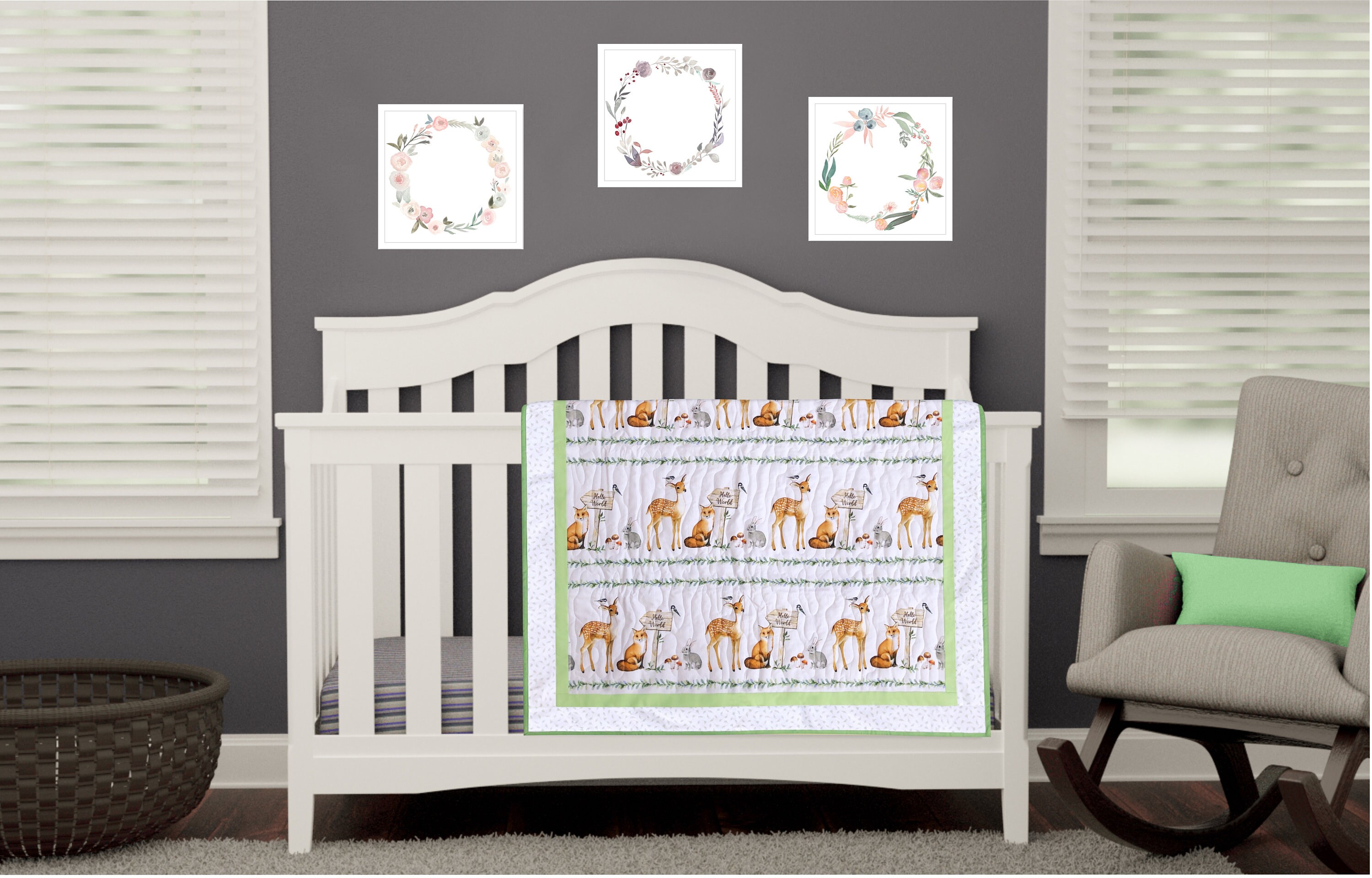 Baby Milestone Quilt Set, Forest Friends Milestone Quilt, New Baby Gift