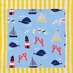 Meerestiere Quilt, marine blau und gelb Quilt, Ocean Nursery, Baby Quilt, Baby Shower Quilt Geschenk, Quilt-Set für Baby, Wal-Baby-Quilt
