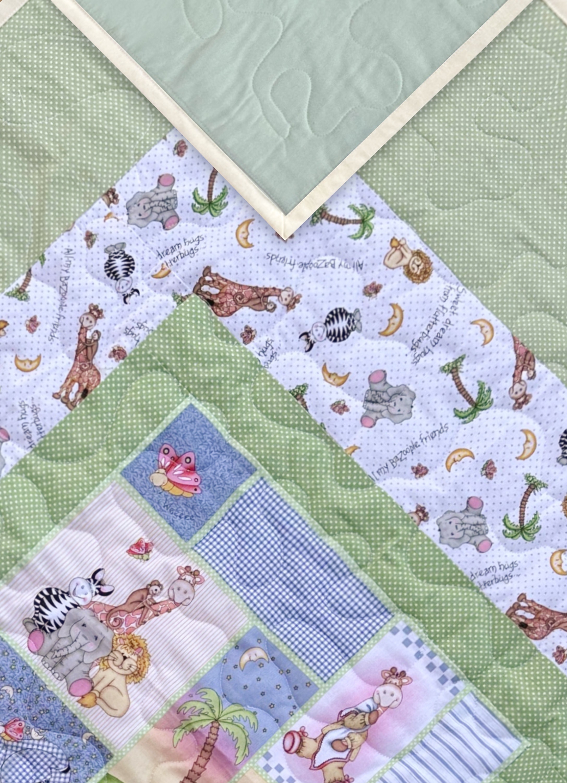 Baby Jungle Quilt, Gender Neutral Quilt, Jungle Toddler Quilt, Jungle