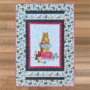 Cat Lap Quilt, Cat Lover Lap Quilt, Quilt with Cats, Mother Gift Idea, Mother&#39;s Day Gift, Quilt with Cat Design, Cat Lover Gift