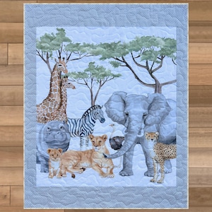 Baby Jungle Quilt, Gender Neutral Quilt, Jungle Toddler Quilt, Jungle Animal Quilt, Jungle Theme Nursery, Baby Shower Quilt