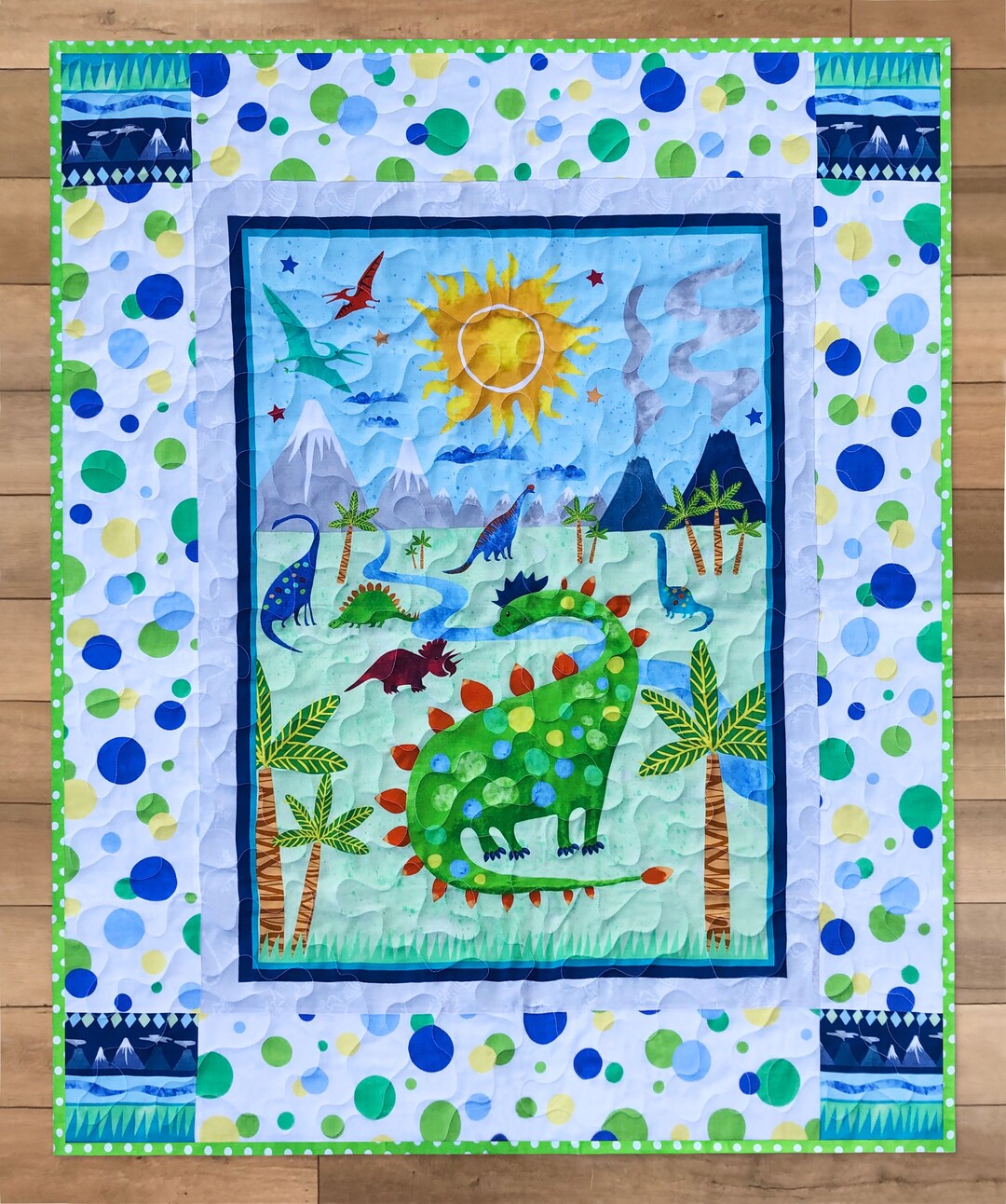 Dinosaur Baby Quilt Baby Dinosaur Quilt Dinosaur Toddler Etsy