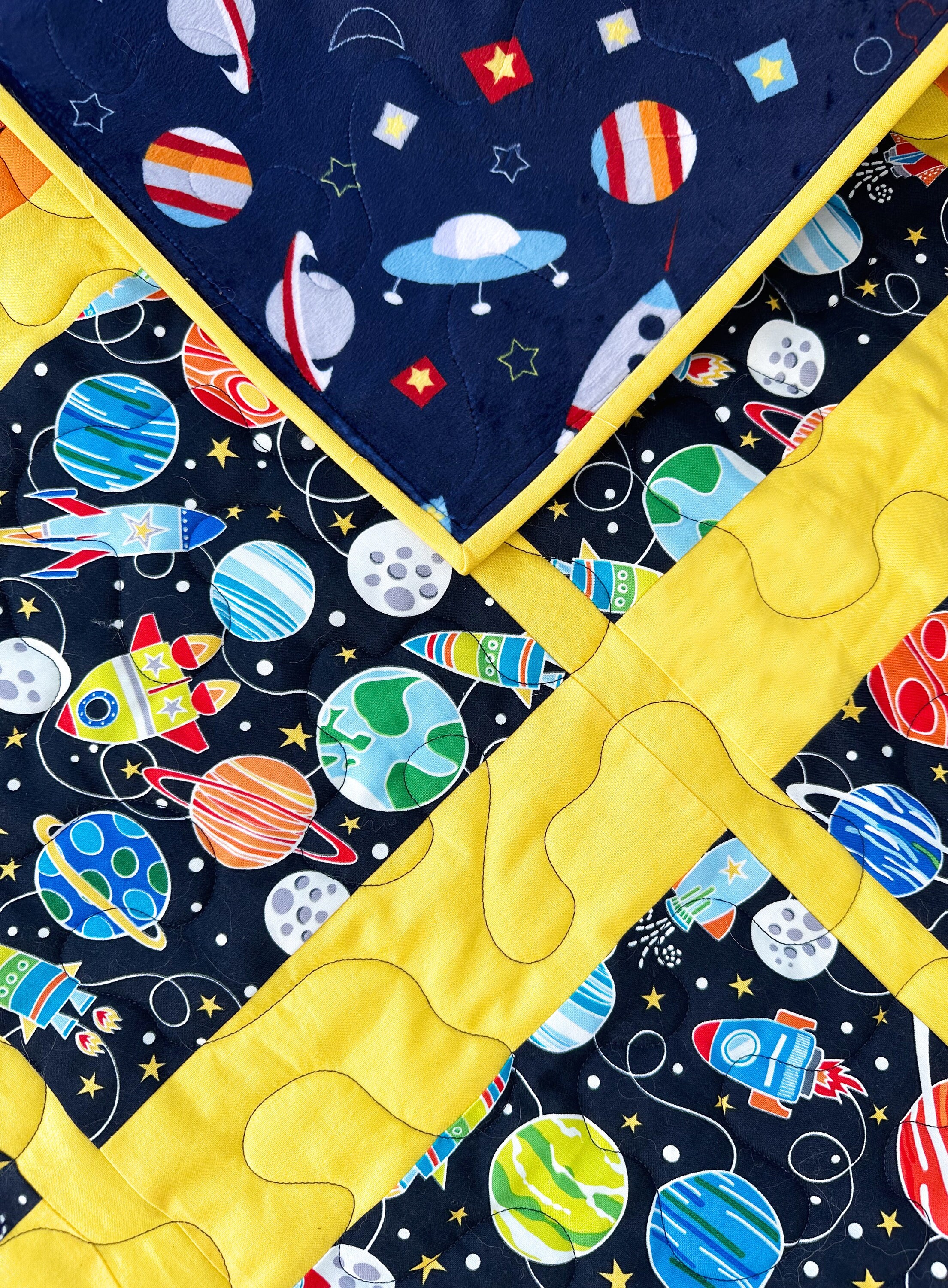 Space Baby Quilt, Minky Baby Quilt, Astronaut Baby Quilt, Astronaut Toddler Quilt, Spaceship Nursery, Baby Shower Gift, Baby Quilt Minky