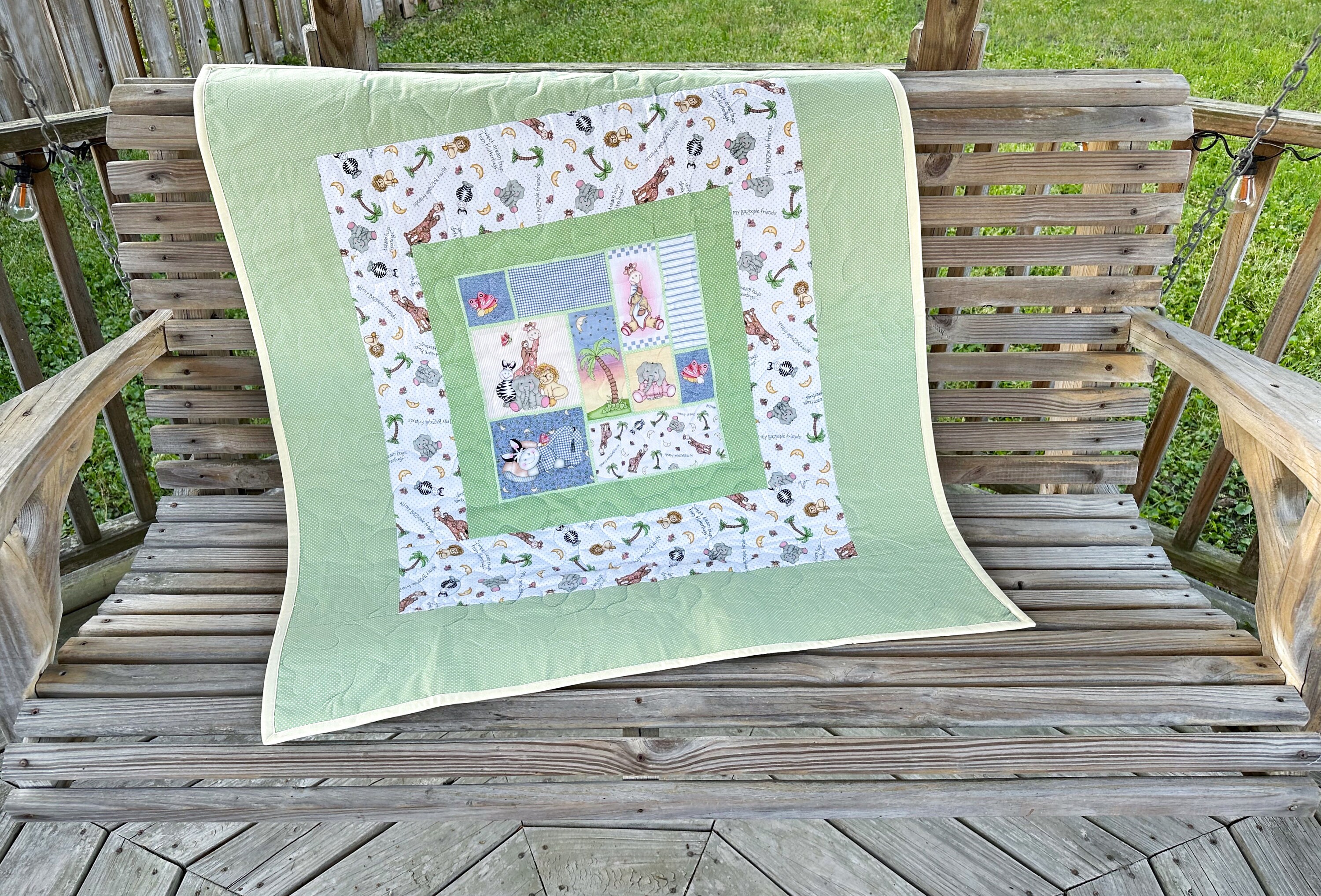 Baby Jungle Quilt, Gender Neutral Quilt, Jungle Toddler Quilt, Jungle