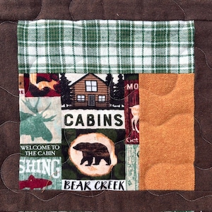 Cabin Lap Quilt, Flannel Cabin Quilt, Cabin Quilt, Quilt Cabin design, Winter Cabin Quilt, Flannel Patchwork Quilt, Flannel Camp Quilt