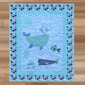 Ozean Tiere Quilt, Handgemachte Ozean Thema Quilt, Ozean Kinderzimmer, Baby Quilt, Baby Shower Quilt Geschenk, Zählen Baby Quilt, Wal Baby Quilt