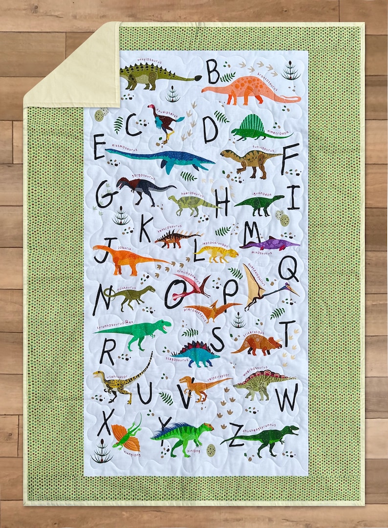 Dinosaur Baby Quilt Baby Dinosaur Quilt Dinosaur Toddler Etsy