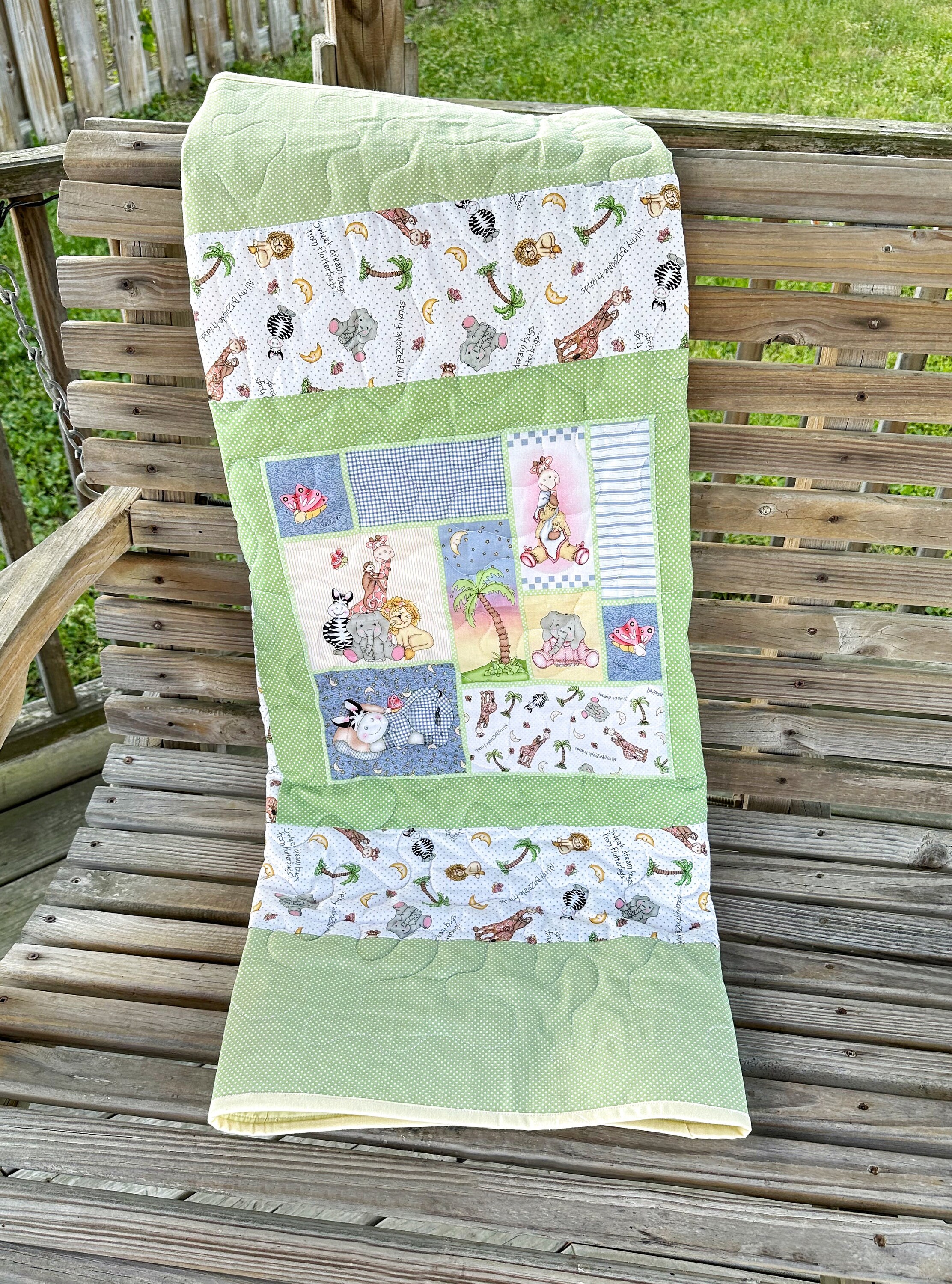 Baby Jungle Quilt, Gender Neutral Quilt, Jungle Toddler Quilt, Jungle