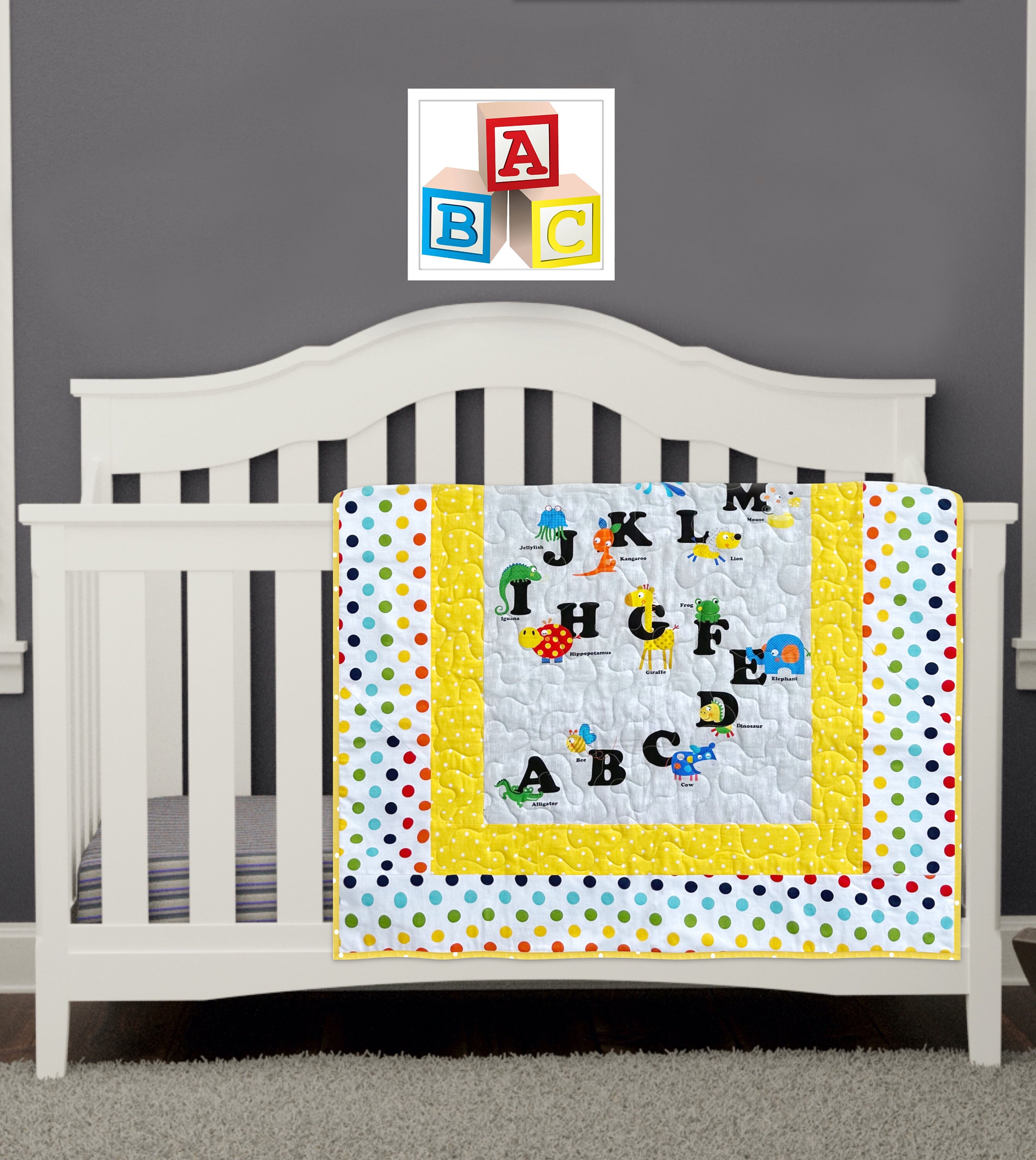 ABC Baby Gift, Alphabet Baby Quilt, ABC Height Measure, ABC Baby Gift, Alphabet Nursery, Reading
