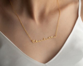 Gold Nameplate Necklace - Etsy UK