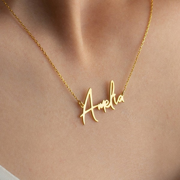 Solid Gold Name Necklace Etsy UK