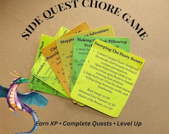 Gioco di faccende secondarie: sistema XP stampabile, carte faccende fantasy, missioni bonus, download immediato