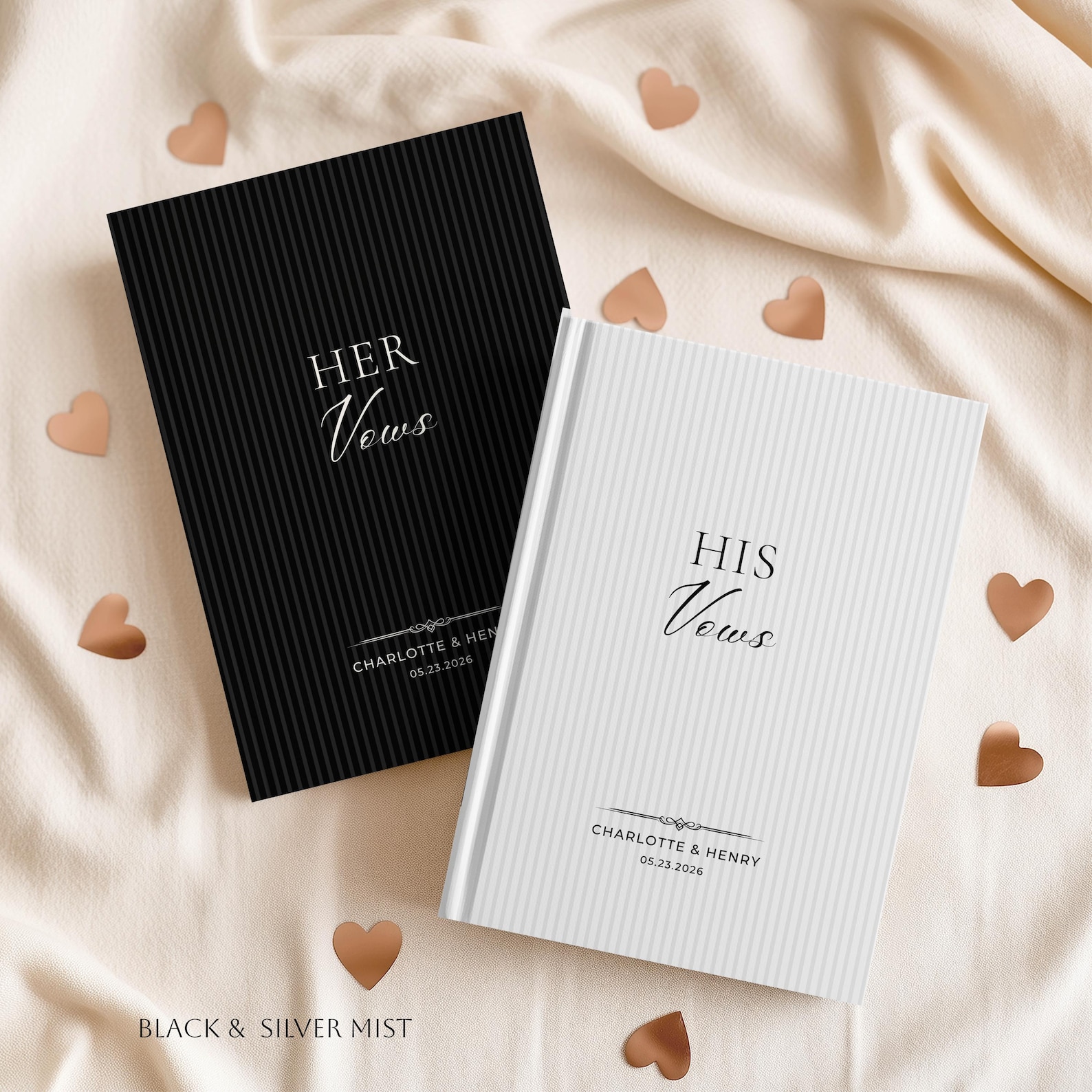 Personalized Wedding Vow Books - Color Silver (Her Vows)
