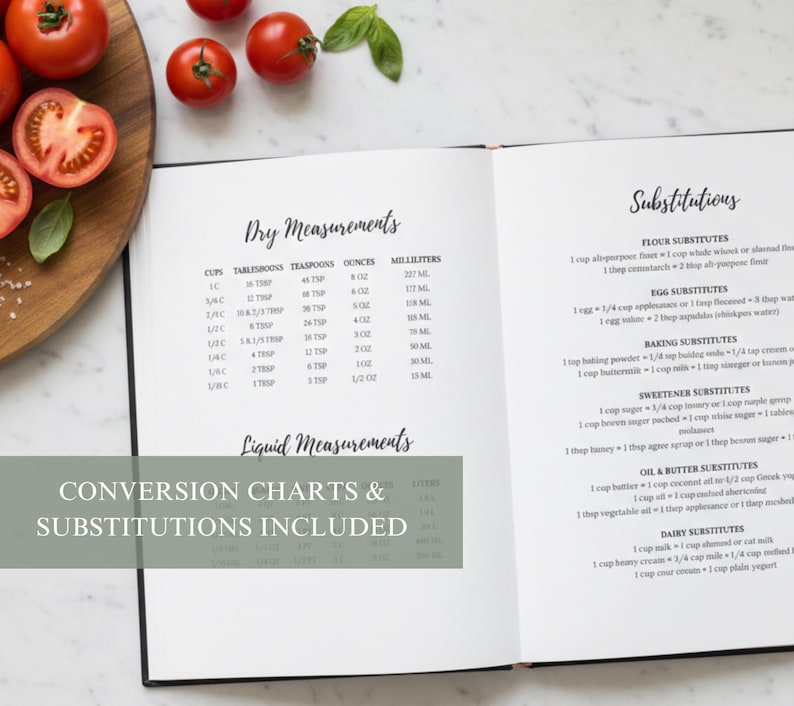Cookbook Conversion Page Custom Recipe Book, Personalized Cookbook Gift for Mom, Grandma, Nana ...