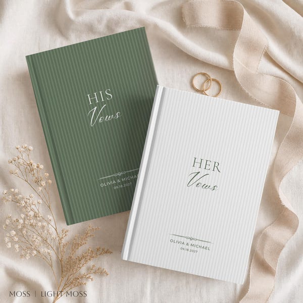 Personalized Stripe Wedding Vow Books | Modern His and Hers | Custom Names & Date | Minimal Elegant Ceremony Keepsake | Bride and Groom Gift