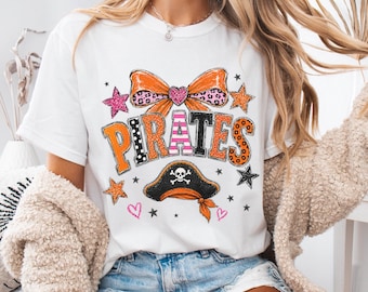 Preppy Pirates Mascot Comfort Colors® Shirt, School Spirit Team Mascot Back to School Tee