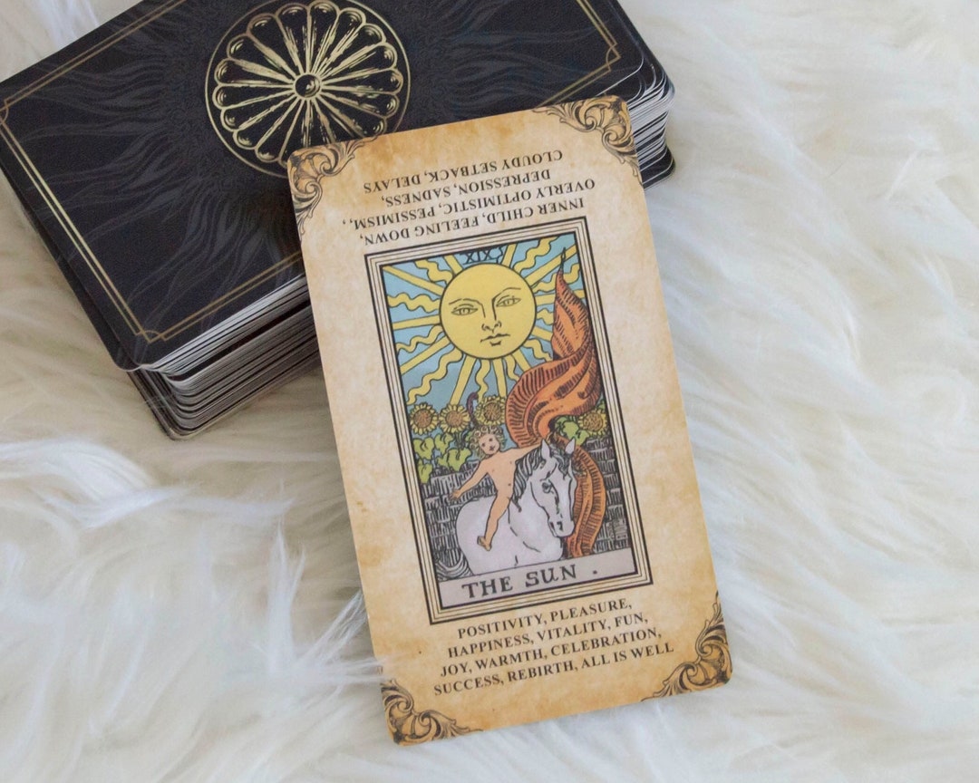 Antique Tarot Cards With Keywords, Tarot Deck for Beginners, Rider