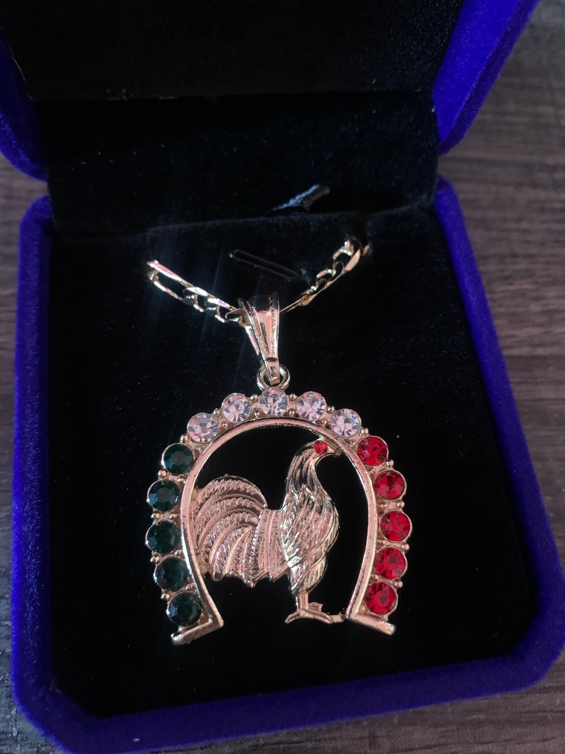 Gold Filled Chicken Rooster Pendant Necklace Tri Color 24 Mariner