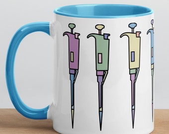 tasse pipette | tasse scientifique | TIGES | Cadeaux de laboratoire | Biologie | Chimie | Marchandise scientifique | Recherche | Mug coloré à l'intérieur