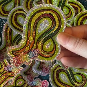 C. elegans Model Organism Sticker | Nematode Sticker | Glitter worm sticker | Glitter rainbow STEM | Research biology | Science Sticker