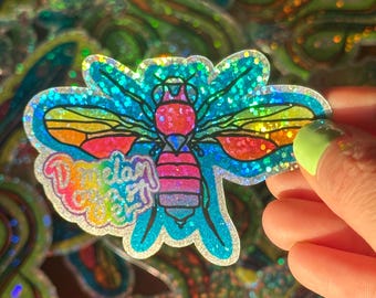 Drosophila Model Organism Sticker | Fruit Fly Sticker | Glitter D. melanogaster | Glitter rainbow STEM | Research biology | Science Sticker