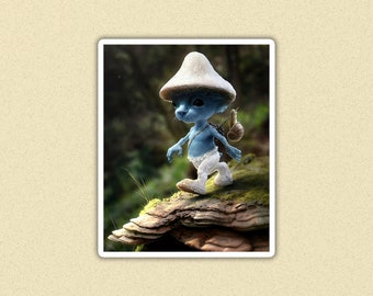 Smurf Cat Sticker, We Live We Love We Lie Cat Smurf Meme Sticker, Mushroom Cat Smurf, Tiktok Meme Shirt