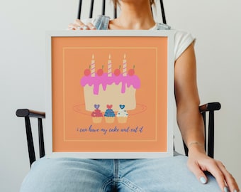 Positive Quote Cake Print: Fun Food Art, Kitchen Decor (Digital Download)