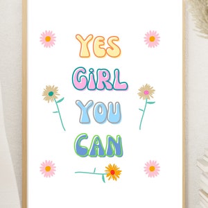 Happy Quote Print, Positive Quote Wall Art, Text Print, Girls Wall Art, Inspirational Poster Print, Unframed, Digital Download.
