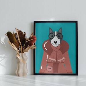 Dog Print Art, Canine Illustration, Animal Poster Wall Art, Unframed Digital Download, Dog Lovers Picture, Home Decor, Living Room, Bedroom.