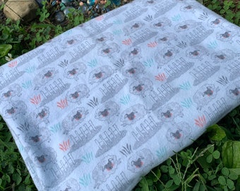 Baby lambs with aqua backing Flannel Baby Blanket, baby swaddle blanket, baby lambs, receiving blanket, nursery decor, flannel blanket