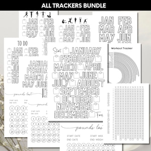 2025 Workout Tracker Bundel Afdrukbare Dagelijkse Oefening Track Maandelijks Gewichtsverlies Journal Gewoonte Track Fitness Planner Gewichtsverlies Kalender