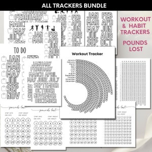 2024 Bundle 12 Workout Trackers Printable Daily Exercise Track Monthly Weight Loss Journal Habit Fitness Planner Weight Loss Color Calendar