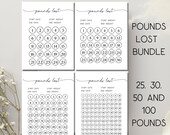 Bundle Weight Loss Tracker Printable Pounds Lost Tracker 2025 Weightloss Journal Fitness Planner, Weight Loss Color In Worksheet US Letter