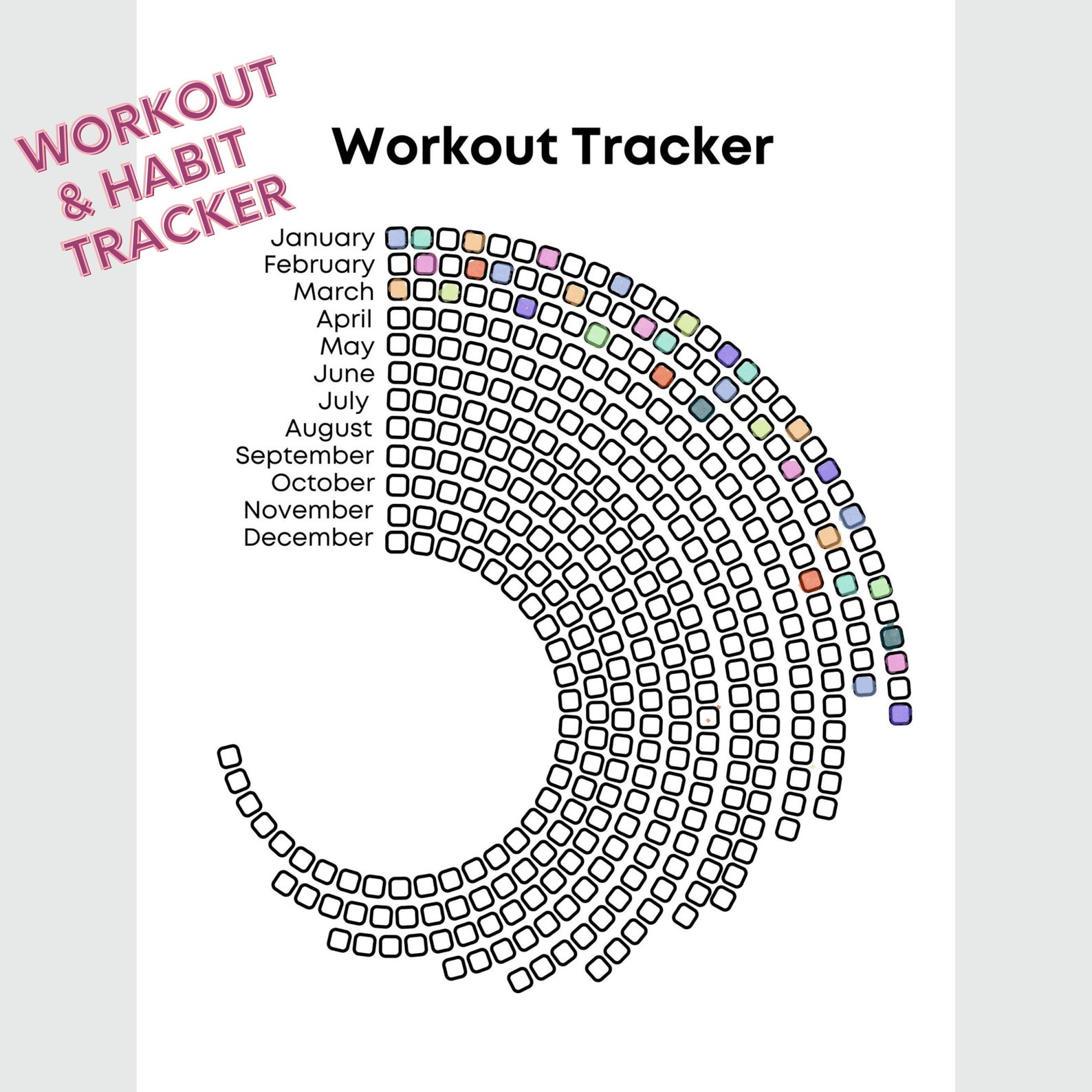 2025 bundle circular workout tracker printable daily exercise track