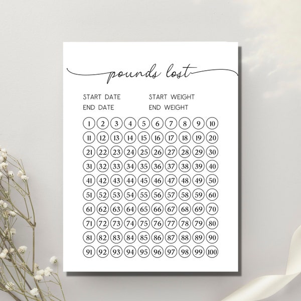 100lbs Weight Loss Tracker Printable - Etsy UK
