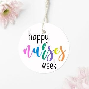 Printable 2&#39;&#39; Round Happy Nurses Week Gift Tag, Nurses Week Appreciation Gift Tag, Candy Tag Treat Donut Chocolate Thank You Downloadable
