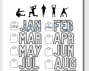 Printable 2025 Workout Tracker Daily Exercise Track Monthly Weight Loss Journal Habit Track Fitness Planner Weight Loss Color In Calendar