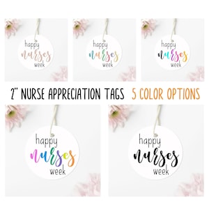Printable 2&#39;&#39; Round Happy Nurses Week Gift Tag, Nurses Week Appreciation Gift Tag, Candy Tag Treat Donut Chocolate Thank You Downloadable