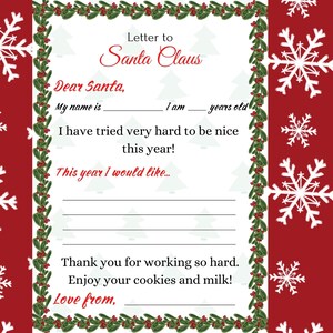 Carta de Navidad imprimible a Santa Claus, descarga de cartas de Papá Noel, actividades navideñas asequibles para niños