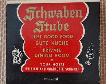 Schwaben Stube German Restaurant, Lincoln Ave. Chicago - Rare Lightly Struck Matchbook