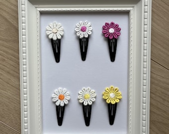 Click clack flower barrette / daisy barrette / summer barrette / girl barrette / hair clip / baby barrette / barrette clip