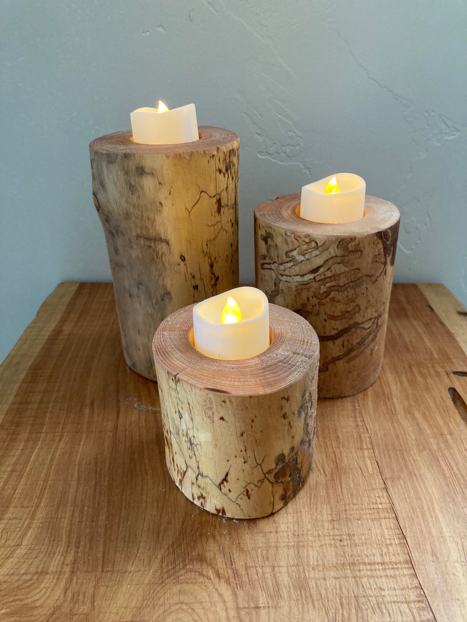 Aspen Tea Light Candle Holder, Centerpiece Set of 3 - Lights Included ...