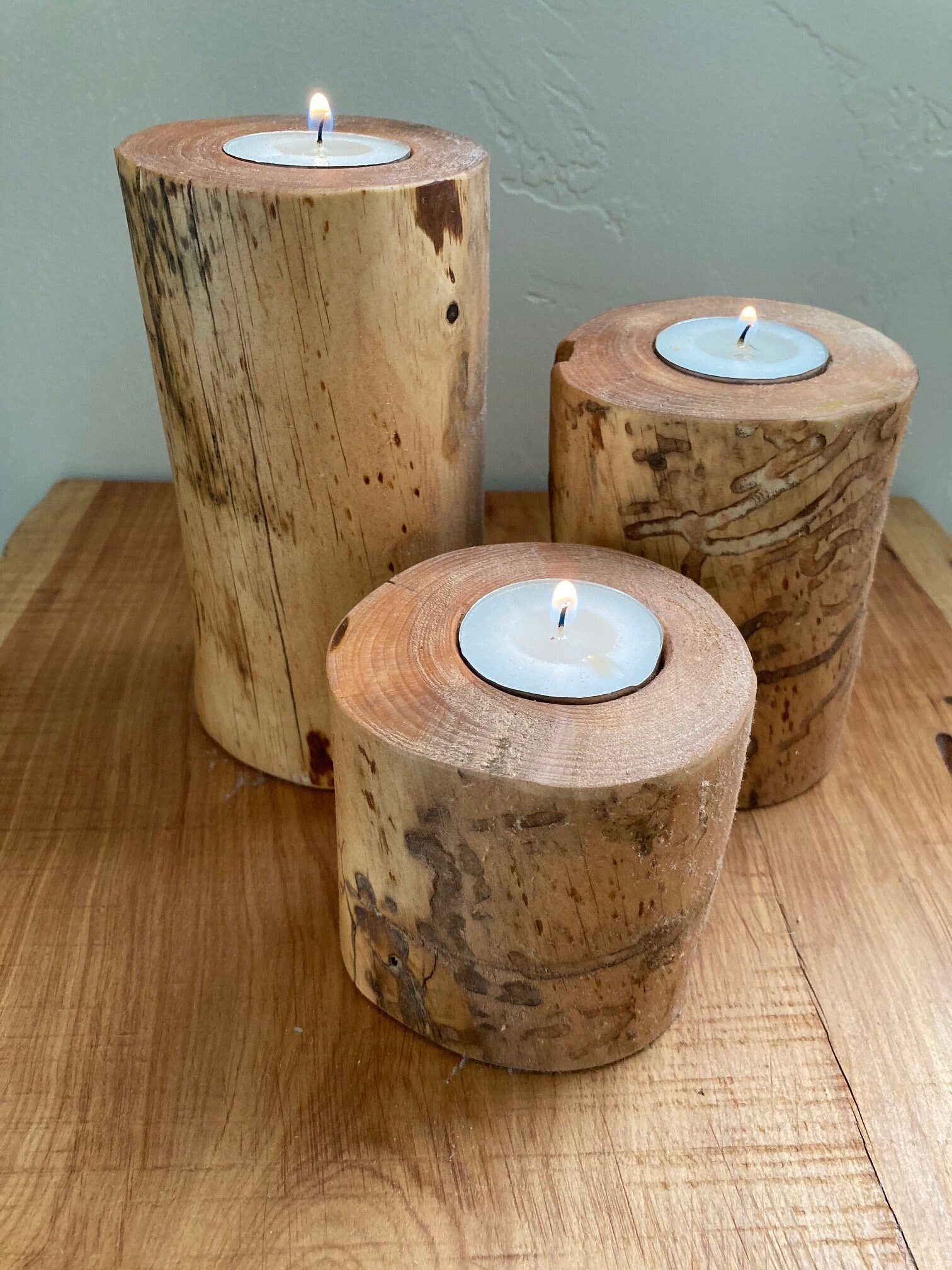 Aspen Tea Light Candle Holder, Centerpiece Set of 3 - Lights Included ...