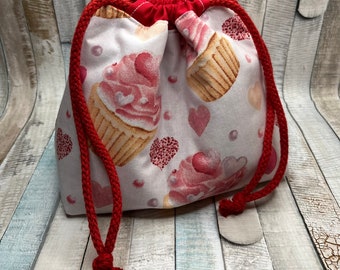 PROJEKTBEUTEL MUFFIN LOVE handmade mit Kordel