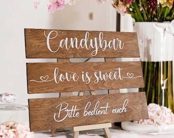 Hochzeitsdeko Candybar Schild / Hochzeits Dekoration Holzschild für Candybar