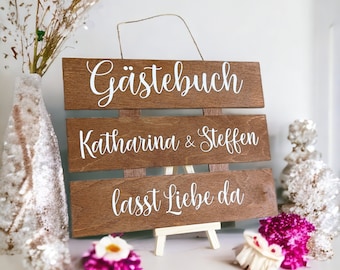 Hochzeits Deko, Gästebuch Schild personalisiert mit Namen