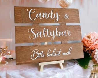 Candy bar / snack bar wooden sign wedding decoration